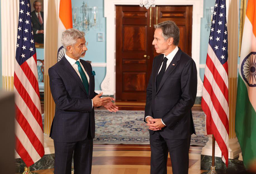 EAM S. Jaishankar with US Secretary Antony Blinken at the State Department in Washington on Thursday, September 28, 2023. (Photo: IANS/@DrSJaishankar)