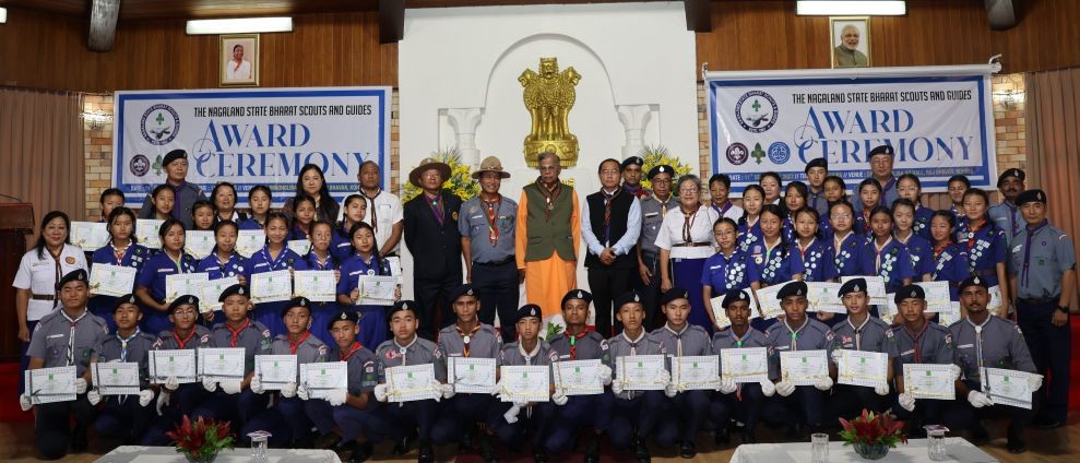 The Nagaland Governor and other officials along with the awardees.