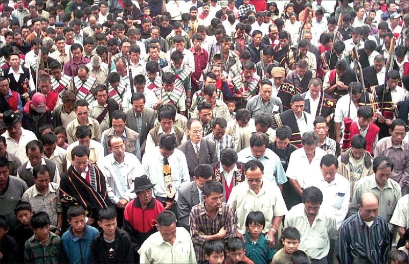 Thousands of people gather at Mao Gate on August 27 to honour Naga martyrs who were killed while enforcing the ‘No Tax campaign’ fifty eight years ago on this day. (MExPix)
