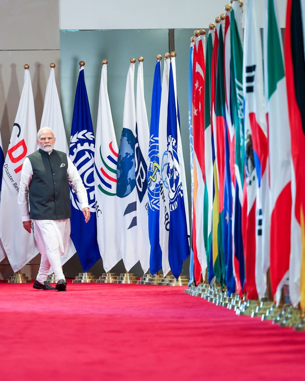 New Delhi : Prime Minister Narendra Modi arrives at the Bharat Madapam for the G20 Summit, in New Delhi on Saturday, September 9, 2023. (Photo: IANS/PIB)