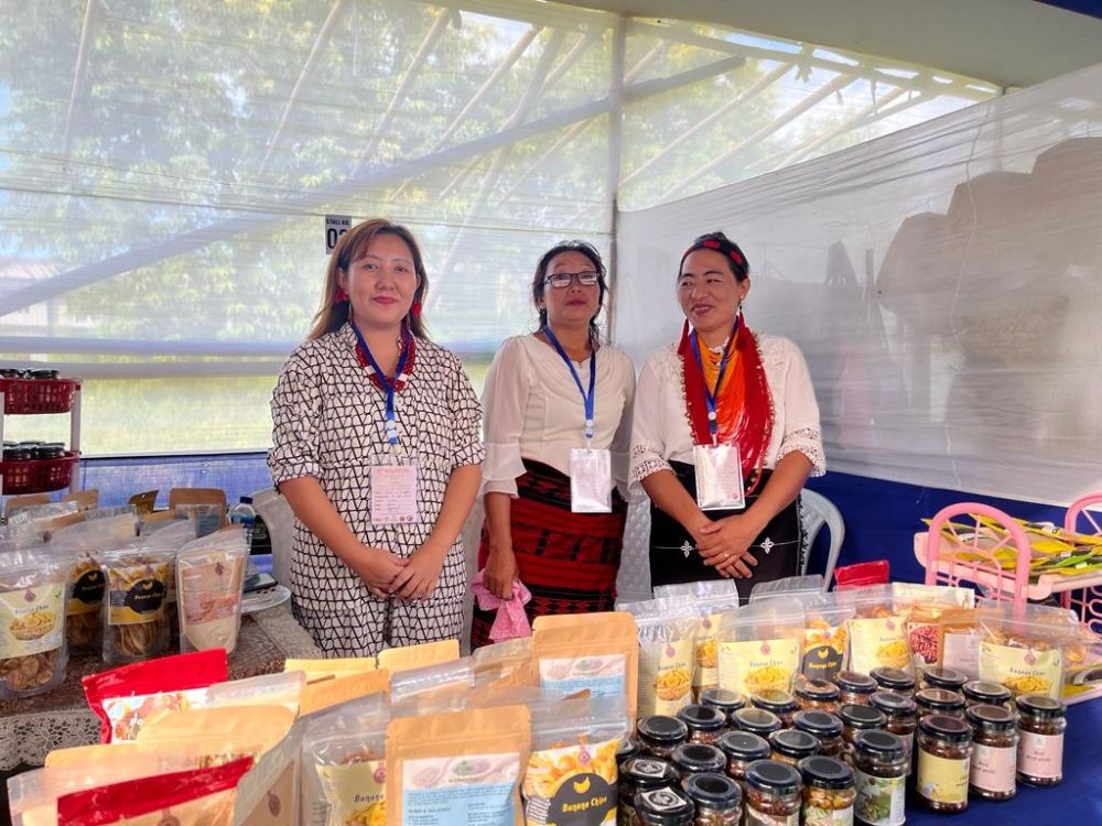 Women stall owners displaying locally made goods during the inaugural day of the 6th Regional SARAS fair on September 20 at Dimapur Club premises. (Morung Photo)