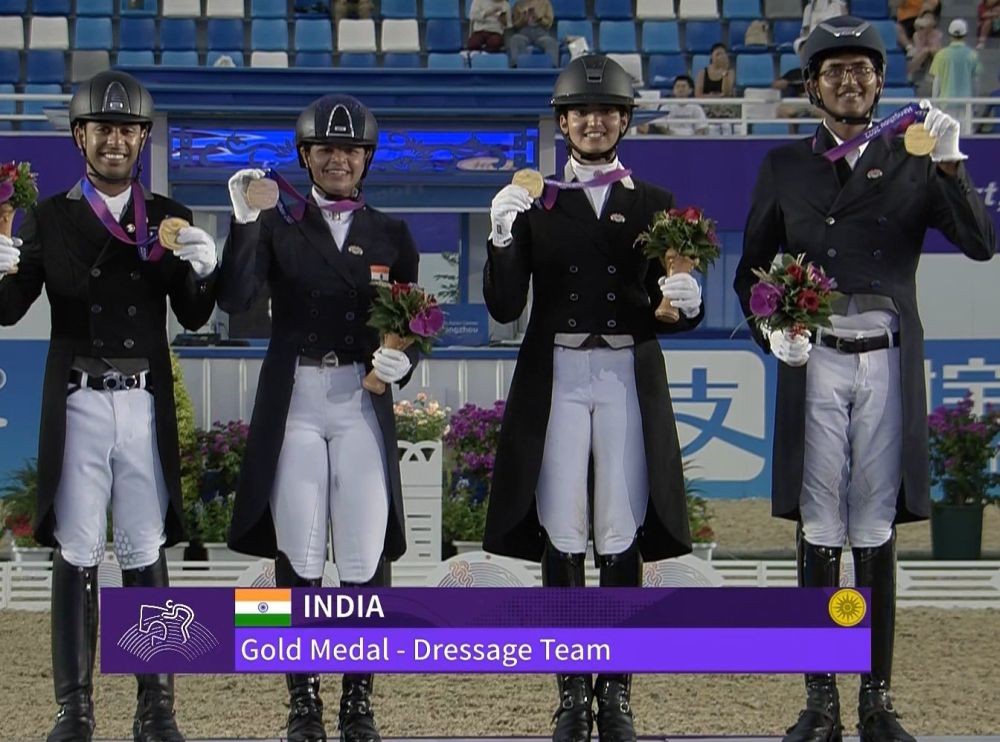 India make history, claim first gold medal in Team Dressage, Pic credit- Anurag Thakur Twitter
