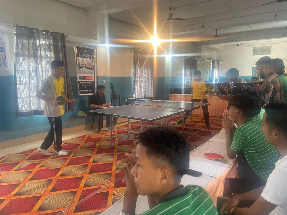 Competitors in action at the 34th Leo Club Inter-school Table Tennis Tournament at the Lions Centre, Dimapur, on September 9. (Morung Photo)