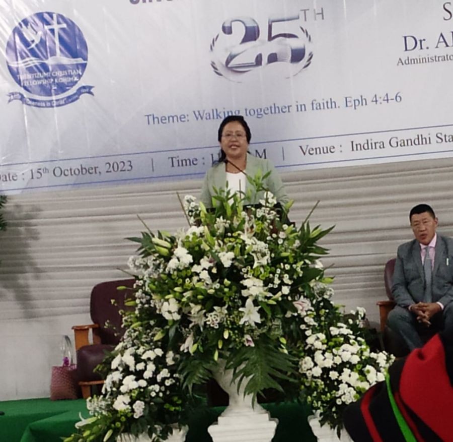 Dr Adela Mero speaking at the silver jubilee celebration of TCFK on October 15.