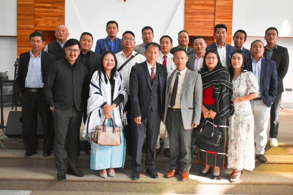 Rev Zotuo Kiewhuo and others during the pulpit exchange programme at Sumi Aphuyemi Baptist Church Kohima on October 15.