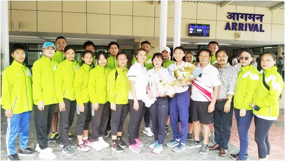 Nagaland Sepaktakraw Association and players welcome Sezovelu Dozo and Seyiekhrieno Tepa upon their arrival at the Dimapur Airport on October 11. The duo represented India in the recently concluded 19th Asian games Hangzhou China.  Indian women’s Sepaktakraw team clinched its first-ever bronze in Sepaktakraw after losing against Thailand in the regu semifinal.