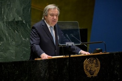 UN Secretary-General Antonio Guterres addresses the opening of the 67th session of the UN Commission on the Status of Women at the UN headquarters in New York, on March 6, 2023. (Manuel ElÃƒÂ­as/UN Photo/Handout via Xinhua/IANS)