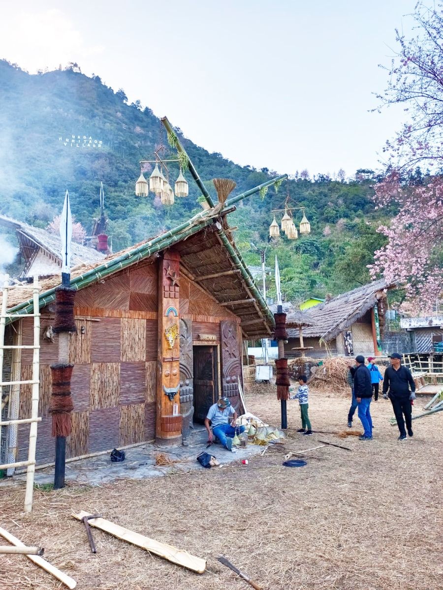 Preparations for the Hornbill Festival are in full swing as the vibrant cultural extravaganza approaches. In a post on X (formerly twitter), the Nagaland Tourism wrote, “The air is abuzz with excitement as organizers diligently orchestrate events, from traditional dance performances to indigenous crafts exhibitions.” It also stated that Morung, the cultural hubs integral to the Hornbill Festival, are undergoing a vibrant transformation in anticipation of the upcoming festivities. The diligent renovation efforts involve restoring these communal spaces to their traditional glory, ensuring they serve as immersive showcases of Naga heritage, it added. (Photo Courtesy: Nagaland Tourism @tourismdeptgon)