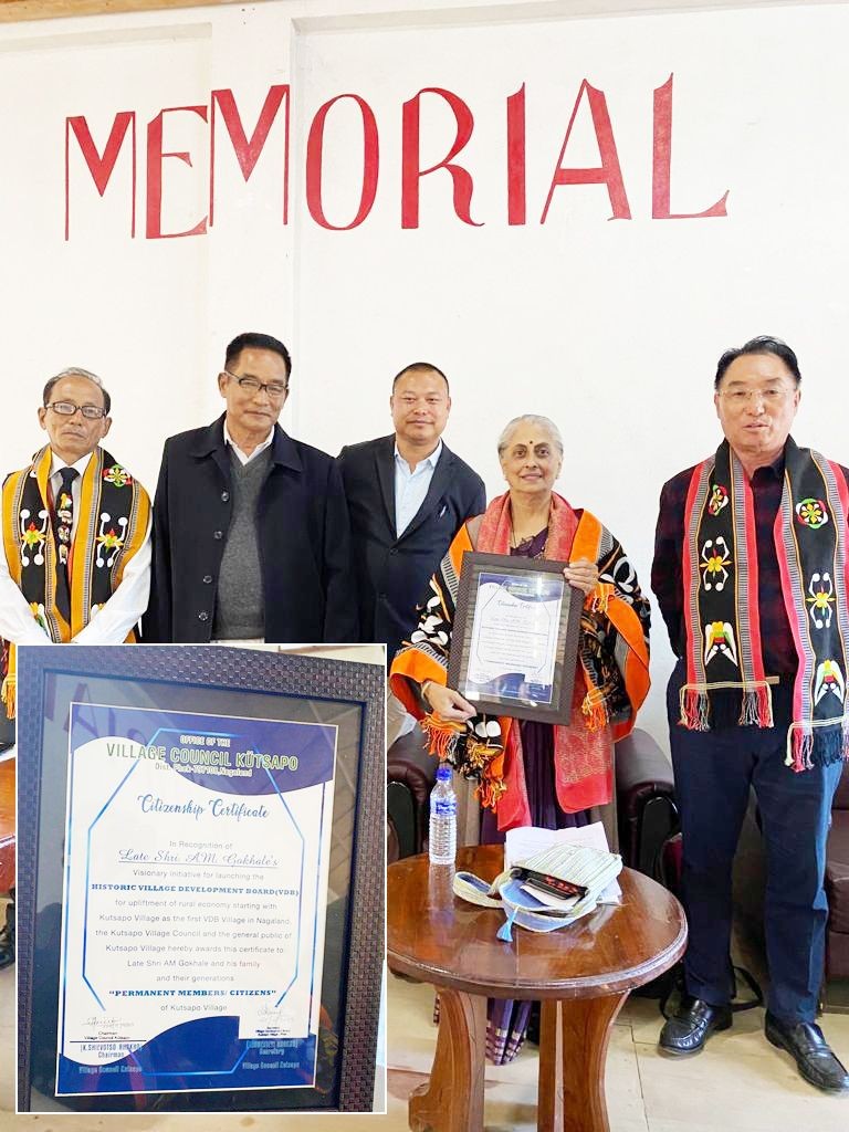 Late AM Gokhale and his family, including their future generations, were declared “Permanent members/citizens" of the Kutsapo village with Citizenship Certificate (Inset) on November.