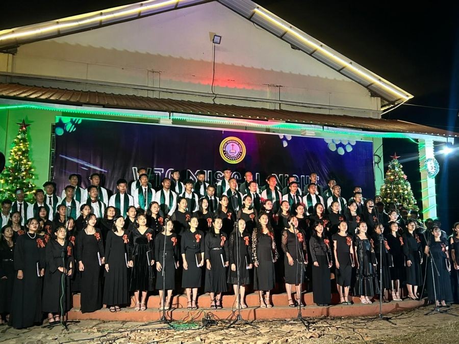 Witter Theological College choir presenting the welcome performance during the WTC Musical Night held on November 30. (Morung Photo)