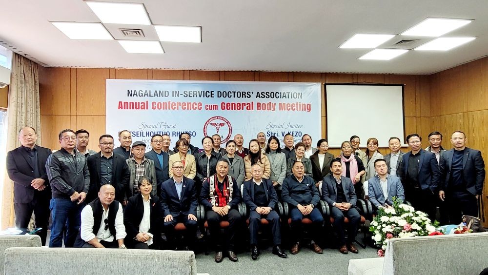 Commissioner & Secretary for Health & Family Welfare V Kezo addressing the Nagaland In-Service Doctors’ Association annual conference cum general body meeting at Hotel Japfü on November 30.