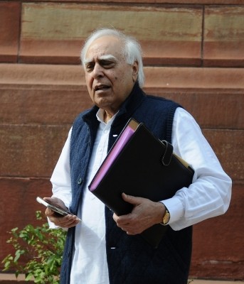 Congress MP Kapil Sibal at Parliament during the Budget Session in New Delhi on Wednesday, February 09, 2022. (Photo: Qamar Sibtain/IANS)