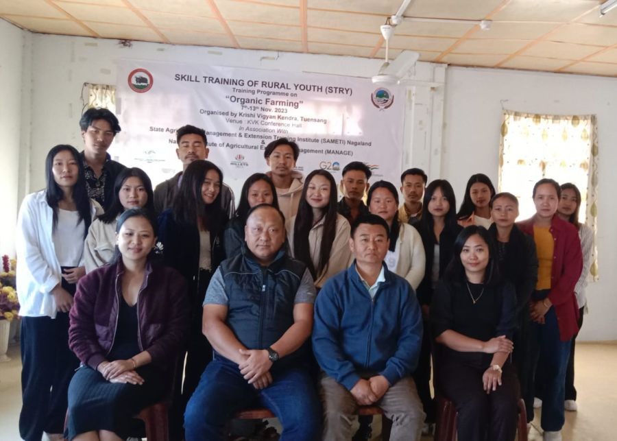 Participants along with organisers during the inaugural session on skill training of rural youths at KVK conference hall, Tuensang (Photo courtesy: Dr Pijush Kanti Biswas, Senior Scientist and Head Krishi Vigyan Kendra, Tuensang)