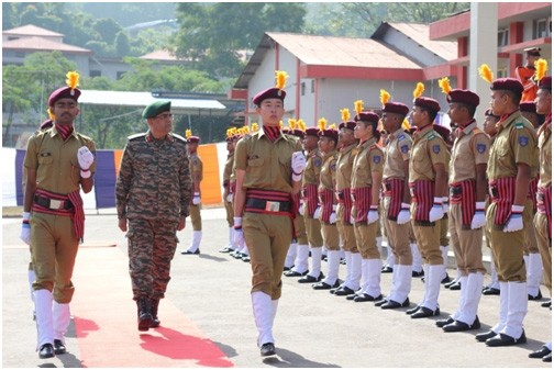 Maj Gen Vijay Jotwani, Chief of Staff, HQ 3 Corps presented with Guard of Honour by the cadets at Sainik School, Punglwa on November 16.