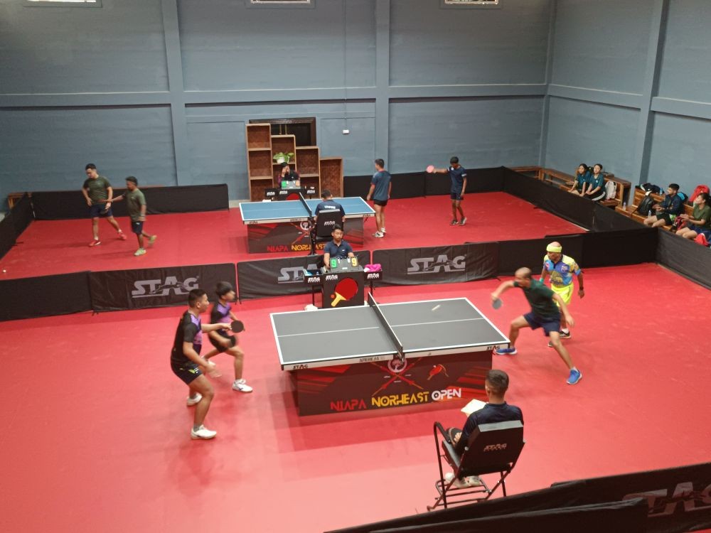 A game underway during the team event on Saturday.