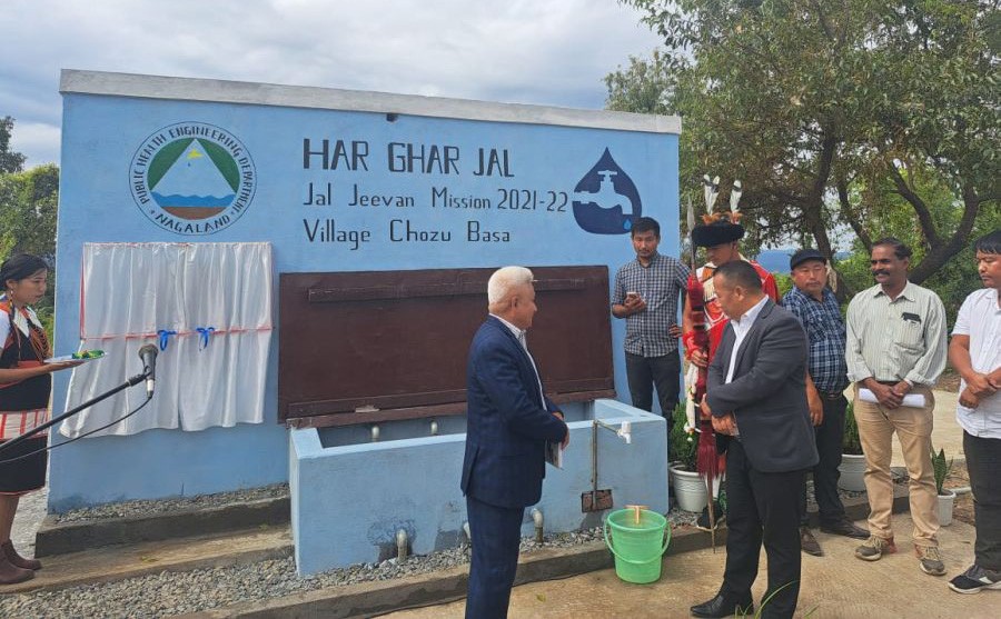 Advisor for CAWD and Taxes Kudecho Khamo inaugurating the water supply project of Chozu Basa Village on Thursday.