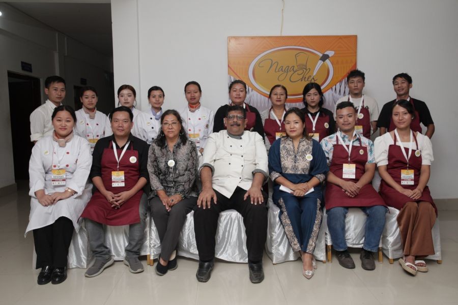 Participants and judges of the Naga Chef Season 10 at the State Institute of Hotel Management, Dimapur on November 16.