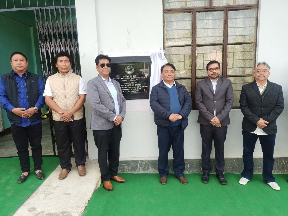 Minister Metsubo Jamir along with DC Peren and others at the new DRDA Office, Peren on December 15. (DIPR Photo)