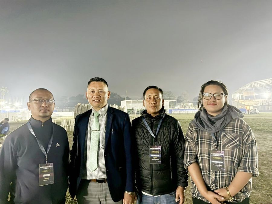 Convenor of Organising Committee, Rokopra Mekro, Secretary Kikruneinuo Liezietsu and others on Monday evening at DDSC Stadium, Dimapur.