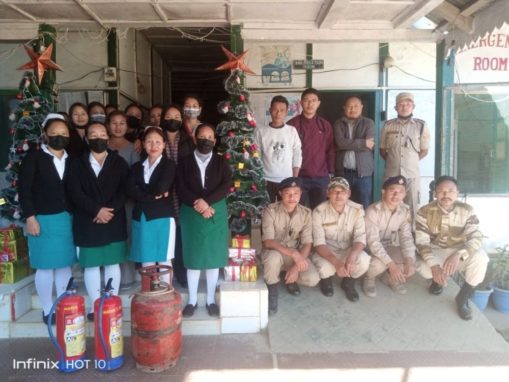 The District Hospital Longleng staff and the Fire & Emergency Service Department team came together mock drill conducted at the hospital on December 18. (Photo Courtesy: CMO Longleng)