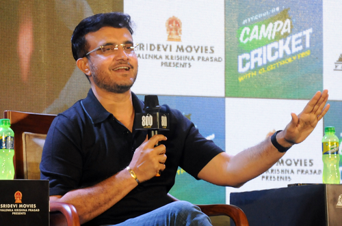 Former Indian cricketer Sourav Ganguly speaks during a promotional event for upcoming biographical movie 800, in Kolkata, on Thursday, September 28, 2023. (Photo: IANS/Kuntal Chakrabarty)