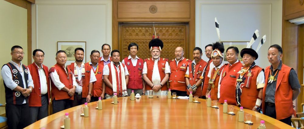 NGBF appeal PM Modi to execute Naga Agreement before New Year. NGBF members are seen here with the Prime Minister Narendra Modi at Delhi in 2017. (File Photo)