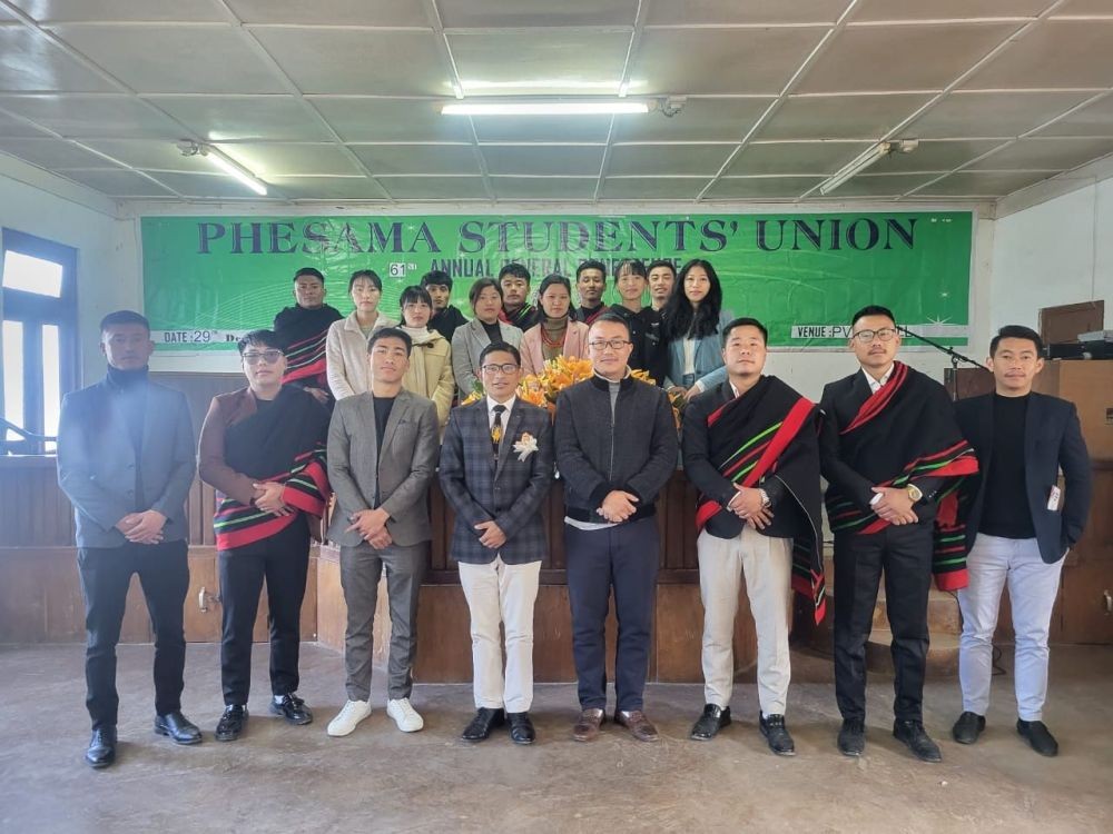 Dr Thepfulhoukho Kuotsu along with others during Phesama Students’ Union 61st Annual General Conference on December 29 at Phesama Village, Kohima. (Morung Photo)