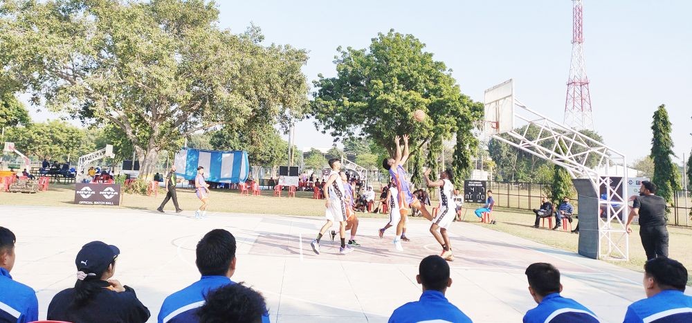 Nagaland’s men team in action in the match against Chhattisgarh during the 73rd Senior National Basketball Championship at Ludhiana on December 6. (Photo Courtesy: NBA)