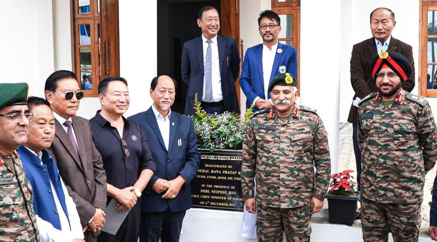Nagaland CM with Lt General Rana Pratap Kalita, GOC-in-Chief, Eastern Command at OBASS guest house in Chümoukedima on December 6. (Morung Photo)