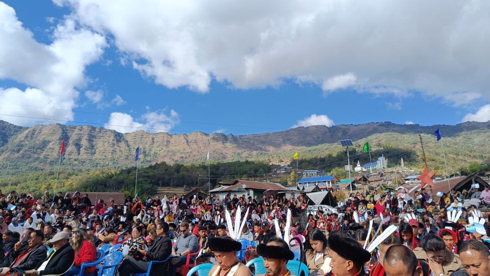 A section of the gathering attending the 50 years of the Zhavame Village Council at Pame Tsüdu, Zhavame on December 27. (Morung Photo)