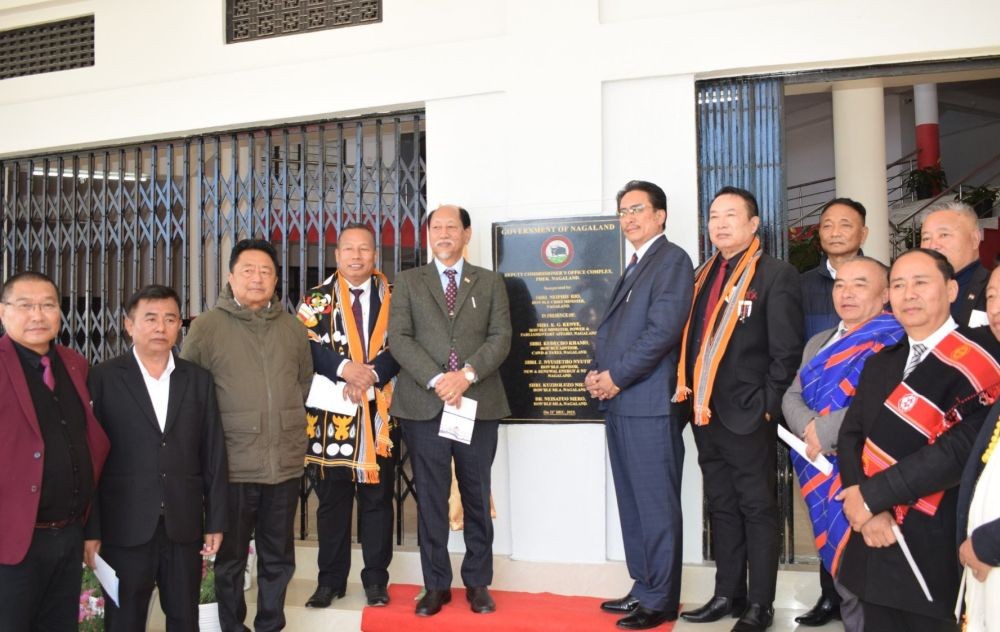 Nagaland CM Neiphiu Rio and others during the inauguration of Deputy Commissioner’s Office Complex, Phek on December 21. (Morung Photo)