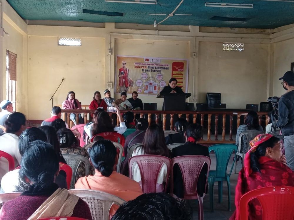 Sub-Divisional Inspector, Kohima Sub Division, Rajani Jha speaking at the financial literacy cum awareness campaign on postal services in Longsa village, Wokha on December 15. (Morung Photo)