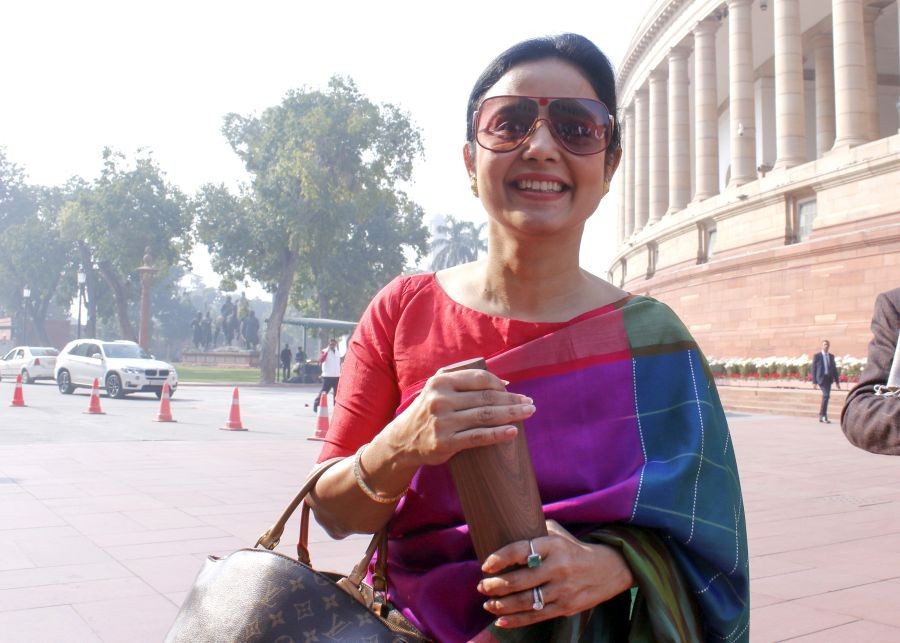 Lok Sabha MP Mahua Moitra at Parliament House during the Winter session, in New Delhi on Wednesday, December 6, 2023. (Photo: IANS/Qamar Sibtain)