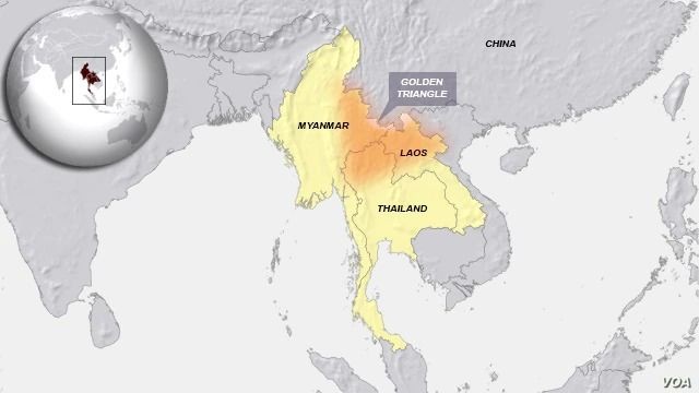 Map showing the Golden Triangle. (Image Courtesy: VOA File Photo via Wikimedia Commons)