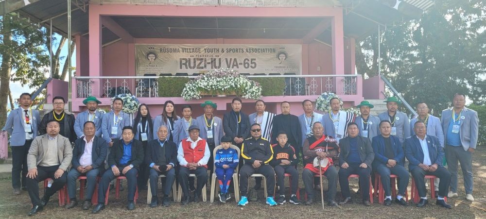 NFCA President, Roko Angami and others during the opening ceremony of 65th Sports meet of Riisoma Village Youth & Sports Association at Riisoma village on December 27. (Morung Photo)