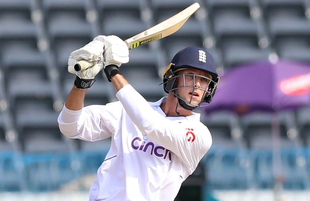 Hyderabad: England's Tom Hartley plays a shot during the fourth day of the first Test cricket match between India and England, at Rajiv Gandhi International Stadium in Hyderabad, Sunday, Jan. 28, 2024. (Photo: IANS/Suresh Kumar)