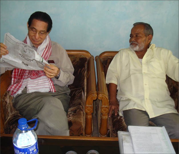 Goa Governor Dr SC Jamir with the President of the BPCC BP Bora this morning at the Rest House, Tetsupila Check Gate, Mokokchung.
