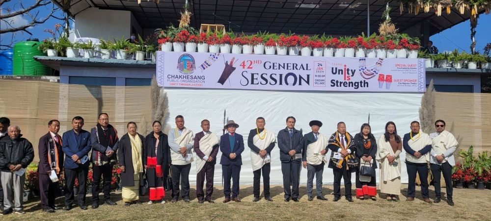 Kiidecho Khamo, KG Kenye and CPO officials during CPO 42nd general session at Chizami on January 24. (Morung Photo)