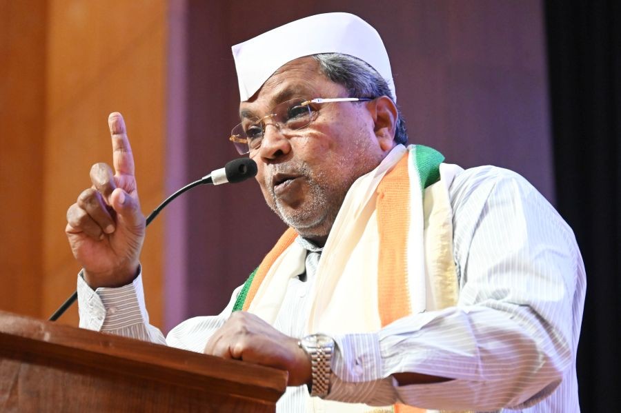Karnataka Chief Minister Siddaramaiah addresses during the Congress Foundation Day function in Bengaluru on Thursday, December 28, 2023. (Photo: IANS)