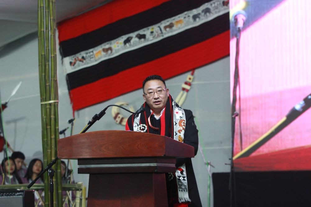 Advisor Imkongmar addressing the 39th general conference of Ongpangkong Kaketshir Mungdang at Küpza village on January 19. (Morung Photo)
