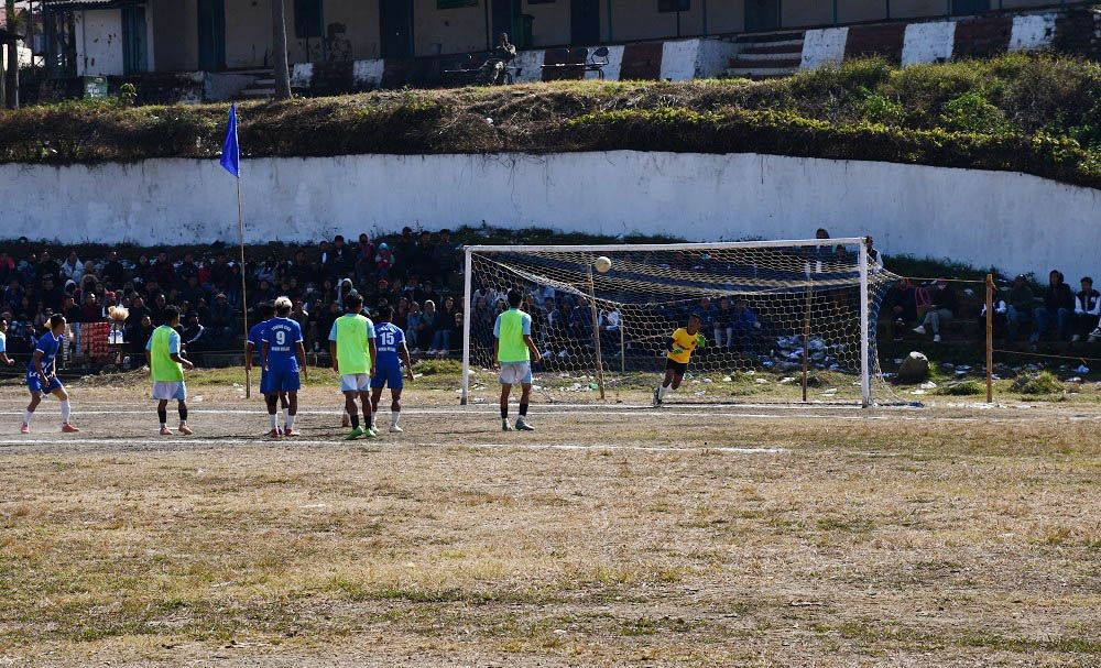 A match between NRSA and Friends Club at the ongoing Lotha Football Championship.
