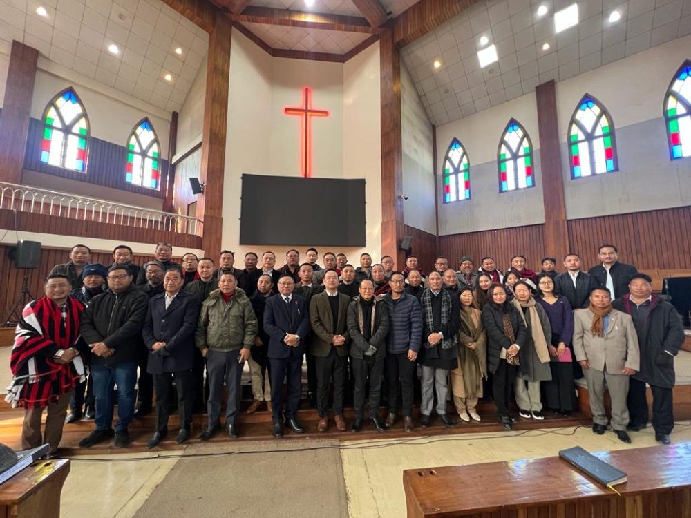 KSOK and others during prayer service in Kohima on January 24.