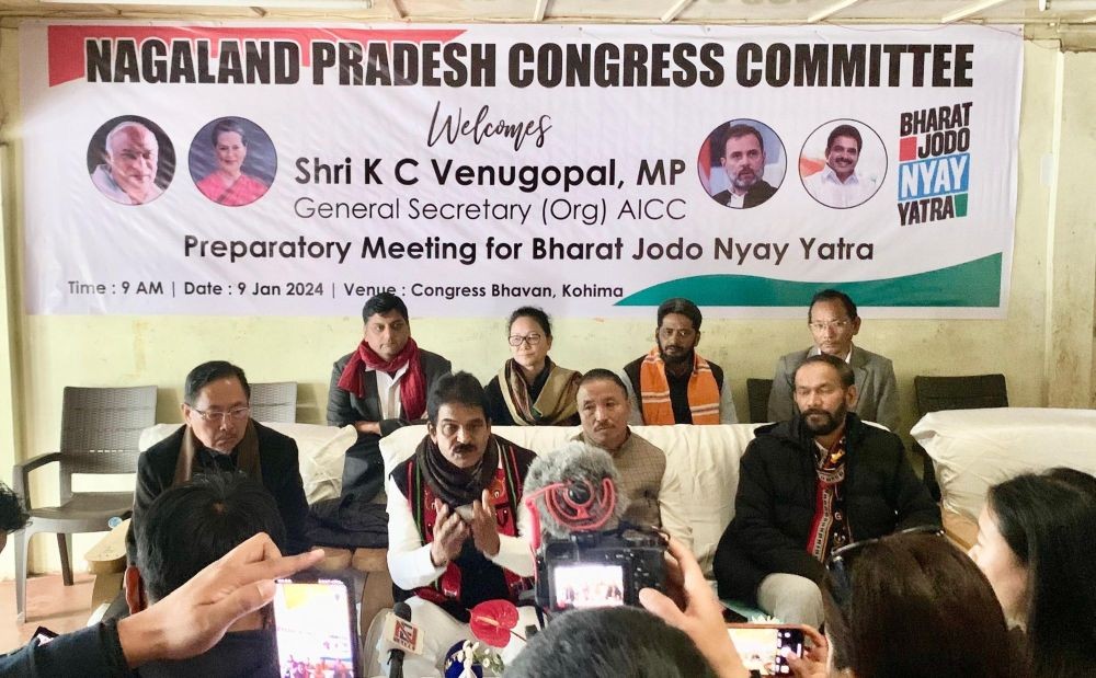 KC Venugopal addresses press conference in Kohima on January 9. (Morung Photo)