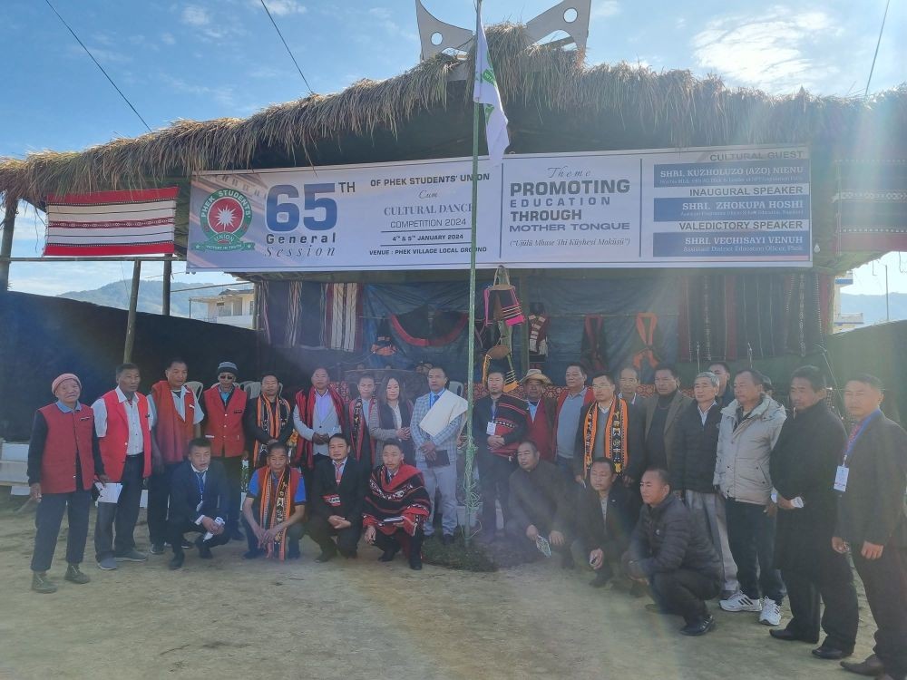 Zhokupa Hoshi and others during the inaugural session of PSU at Phek village on January 4.