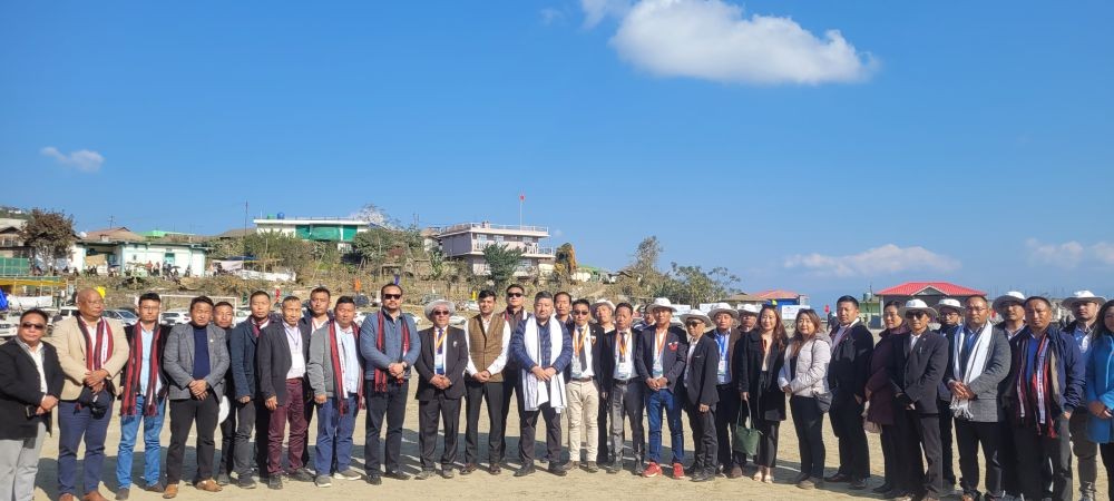 Abu Metha and others during the opening ceremony of 1st Mini Olympic 2024 of Rengma Sports Association on January 11 at Tseminyu. (Morung Photo)