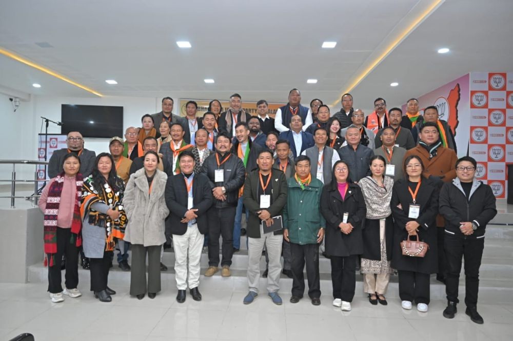 State BJP president Benjamin Yepthomi with others during the 2nd coordination meeting in Kohima on January 5.  (Morung Photo)