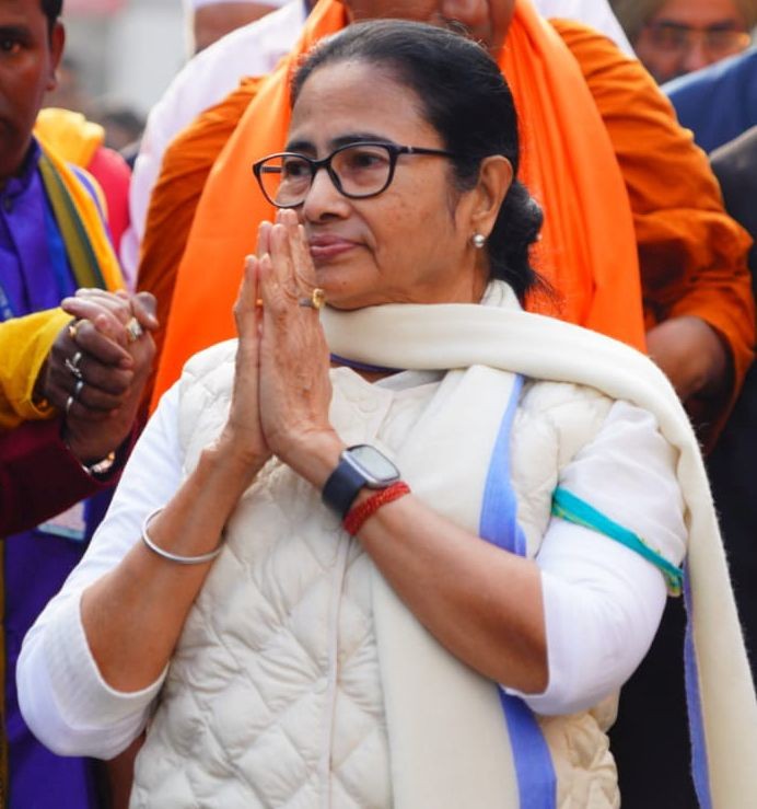 West Bengal CM Mamata Banerjee during all-faith harmony rally, in Kolkata,Monday, Jan. 22, 2024.(IANS/AITC)