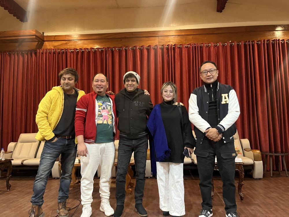Right to left- Alobo Naga, Lene Jamir, Dr Palesh Sen of Euphoria and the organisers of Don Bosco Fest during the press conference at Niathu Resort on January 6. (Morung Photo)