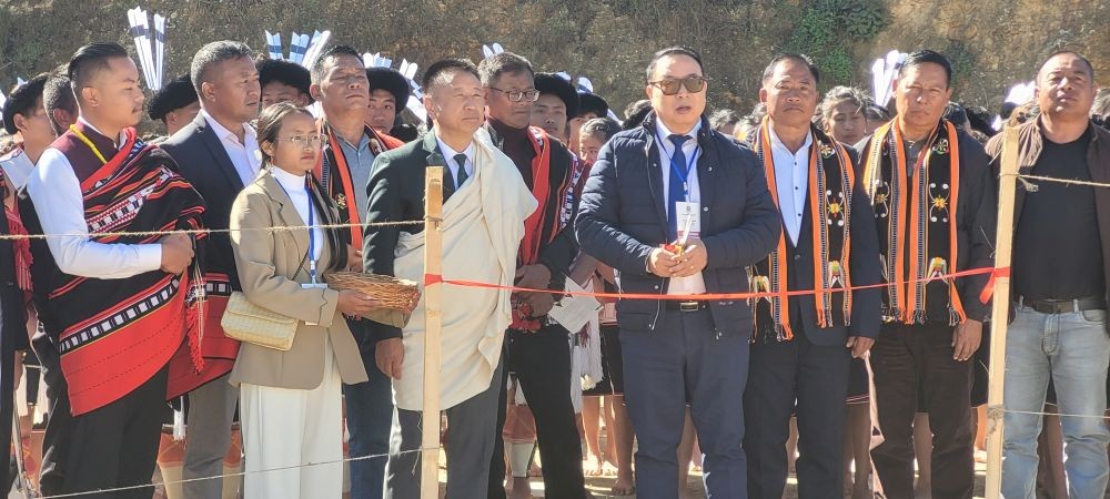 MLA Kuzholuzo (Azo) Nienu and others during 65th general session of PSU at Phek village on January 5. (Morung Photo)