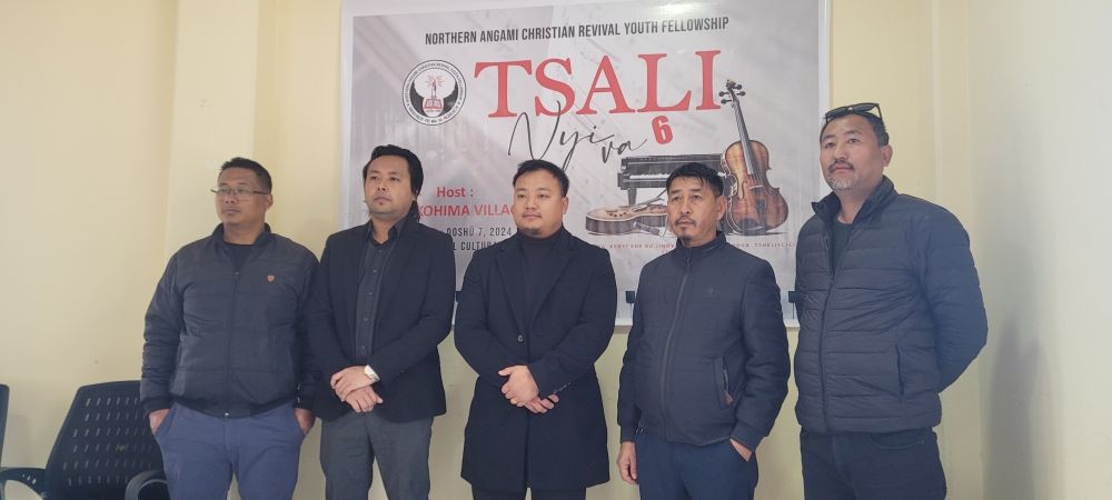 NACRYF officials and others during press conference in Kohima on January 3. (Morung Photo)